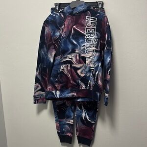 2 Pieces Abercrombie & Fitch Kids Marble Print Hoodie and Joggers Set